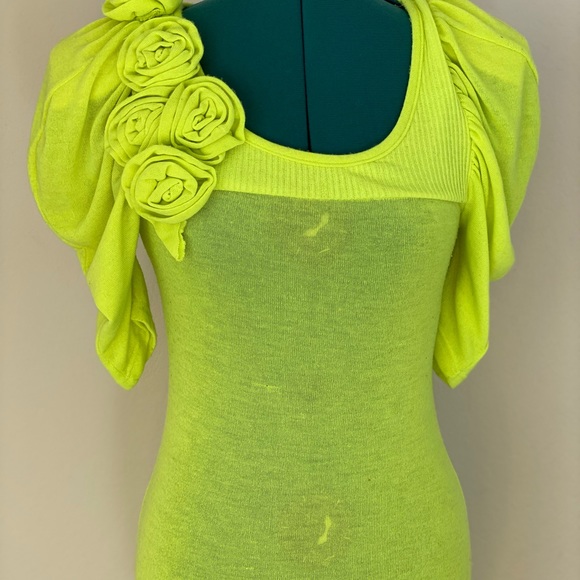 Double Zero Neon Green Flower Minidress M - Picture 14 of 14